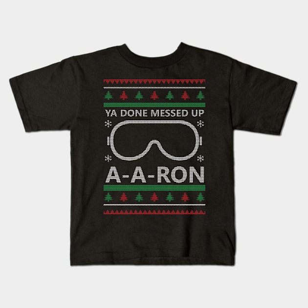 a-a-ron christmas ugly christmas Kids T-Shirt by sudiptochy29